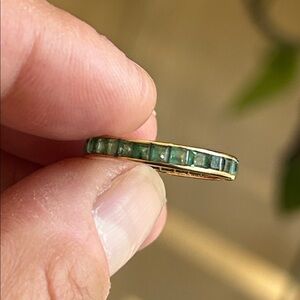 Elegant Green Emerald 14K Gold Women's Ring